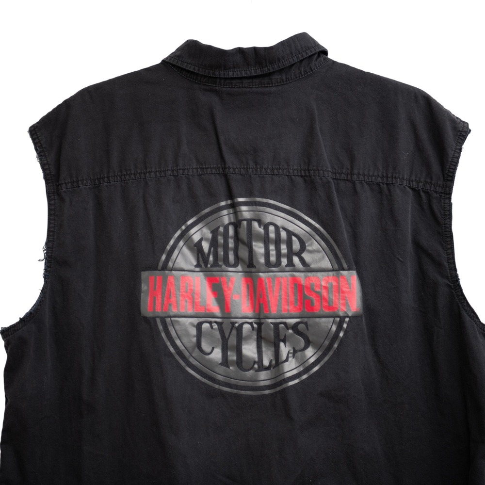 Harley-Davidson Mens XL Black Sleeveless Biker Shirt Graphic Grunge Edgy America